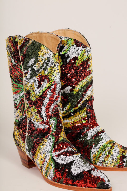 SEQUIN EMBROIDERED BOOTS SWIFT - BANGKOK TAILOR CLOTHING STORE - HANDMADE CLOTHING