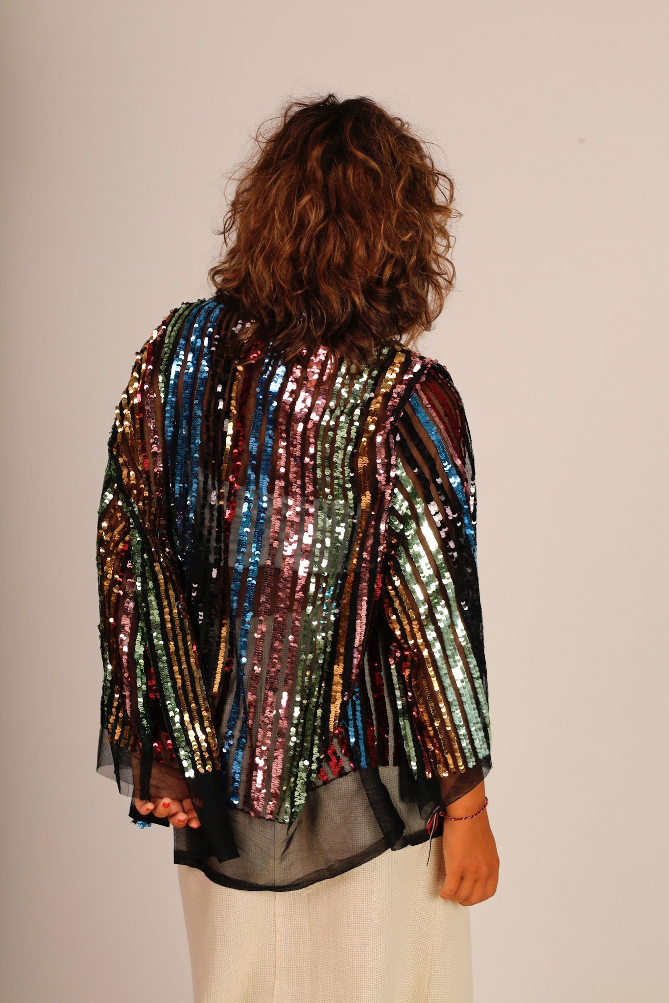 SEQUIN EMBROIDERED CHIFFON SILK SHORT KIMONO - BANGKOK TAILOR CLOTHING STORE - HANDMADE CLOTHING