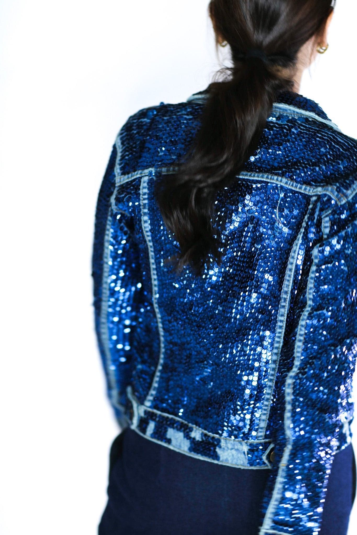 SEQUIN EMBROIDERED DENIM JACKET DEMI - BANGKOK TAILOR CLOTHING STORE - HANDMADE CLOTHING