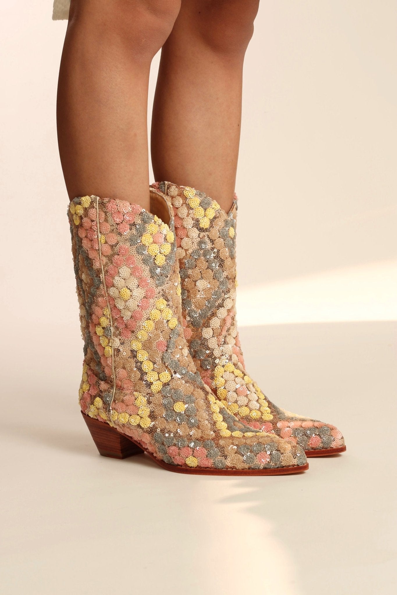 SEQUIN EMBROIDERED SILK WESTERN BOOTS NAHOME - BANGKOK TAILOR CLOTHING STORE - HANDMADE CLOTHING