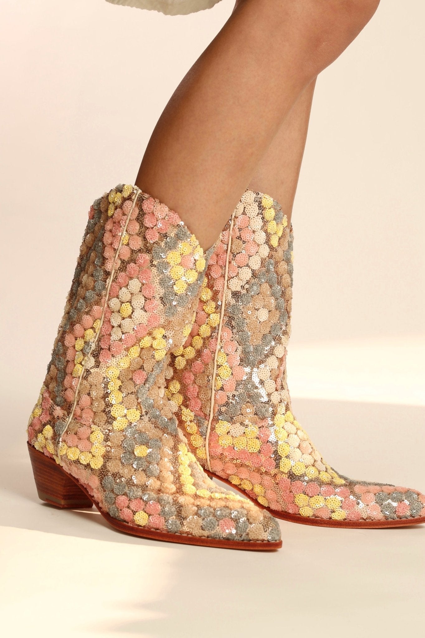 SEQUIN EMBROIDERED SILK WESTERN BOOTS NAHOME - BANGKOK TAILOR CLOTHING STORE - HANDMADE CLOTHING