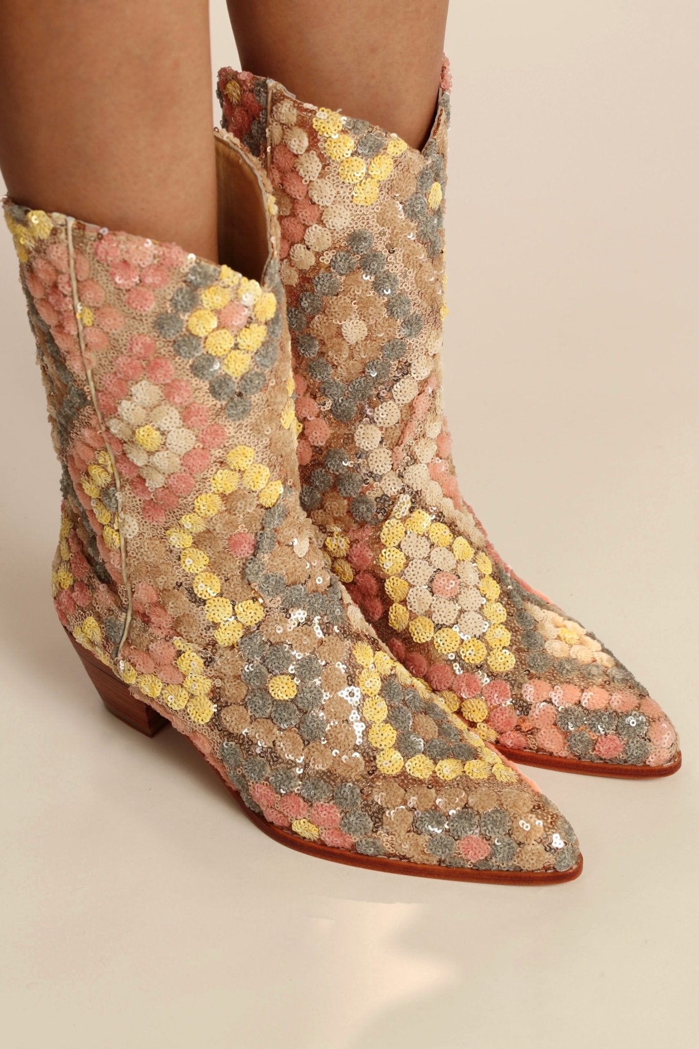 SEQUIN EMBROIDERED SILK WESTERN BOOTS NAHOME - BANGKOK TAILOR CLOTHING STORE - HANDMADE CLOTHING