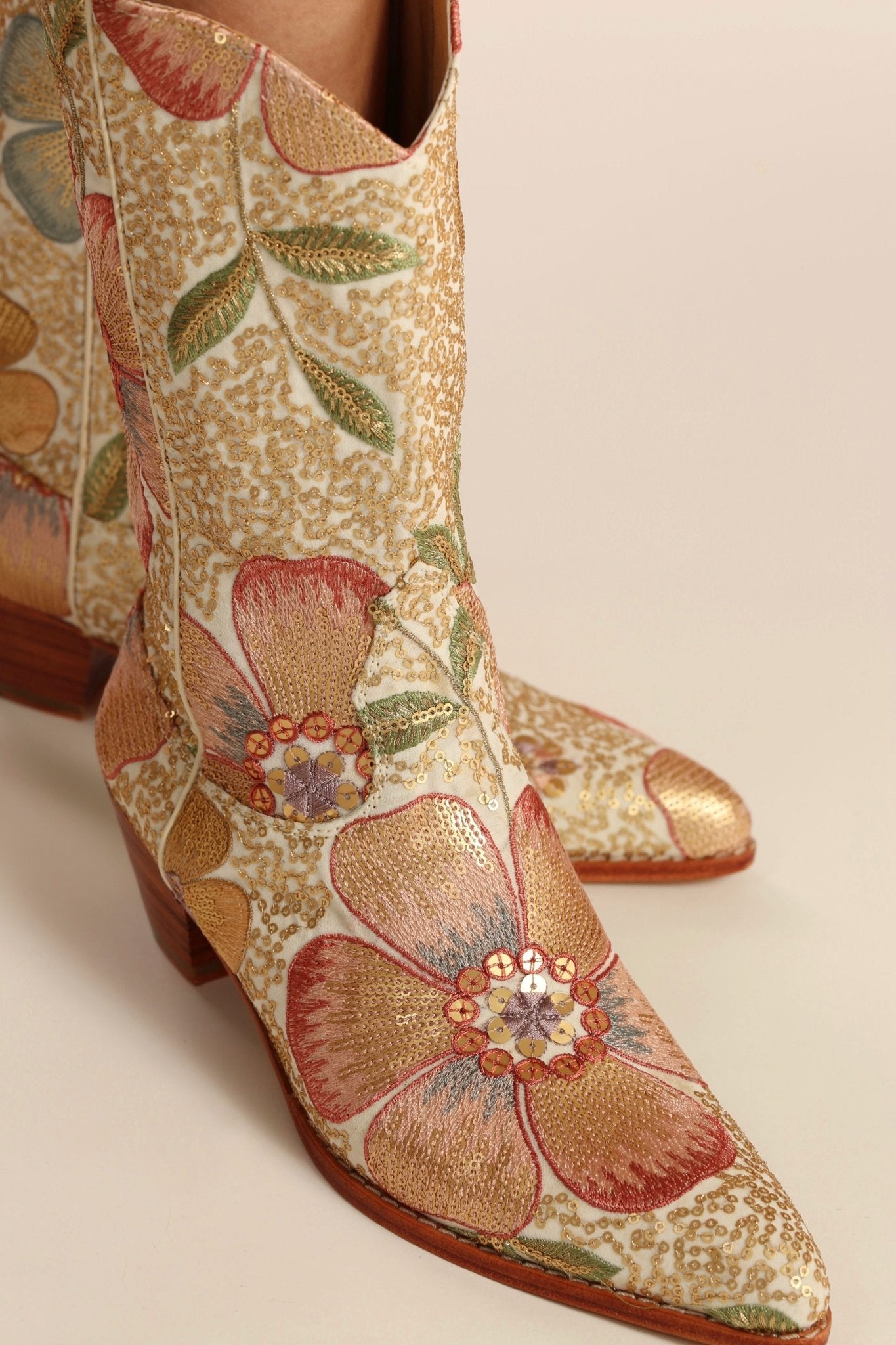 SEQUIN EMBROIDERED WESTERN BOOTS SILK GABRIELA - BANGKOK TAILOR CLOTHING STORE - HANDMADE CLOTHING