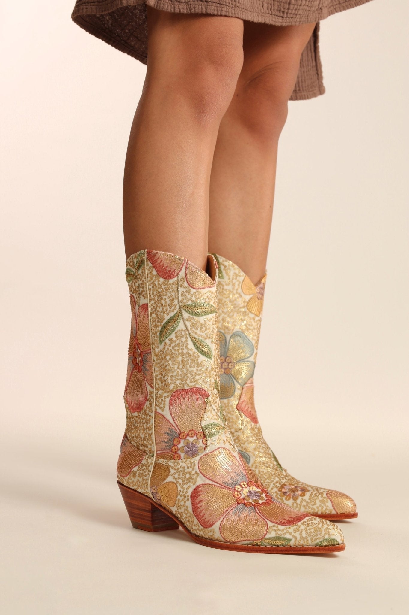 SEQUIN EMBROIDERED WESTERN BOOTS SILK GABRIELA - BANGKOK TAILOR CLOTHING STORE - HANDMADE CLOTHING