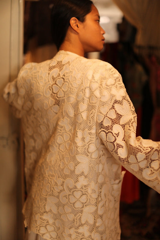 SHORT COTTON LACE KIMONO DORON - BANGKOK TAILOR CLOTHING STORE - HANDMADE CLOTHING