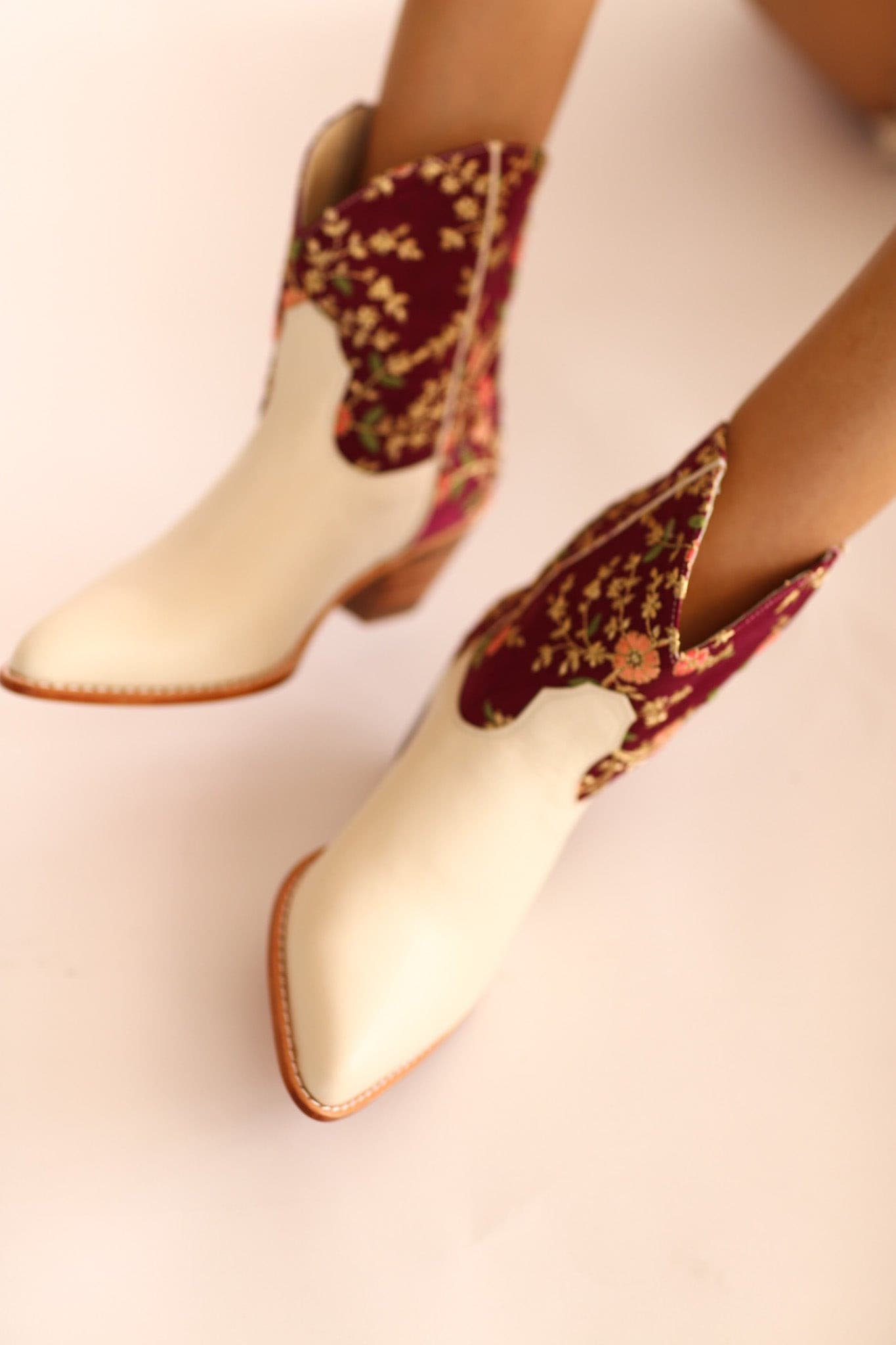 SILK EMBROIDERED SHORT BOOTS AIMEE - BANGKOK TAILOR CLOTHING STORE - HANDMADE CLOTHING