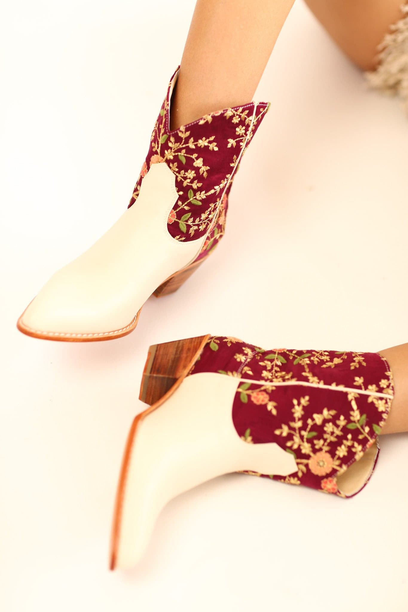 SILK EMBROIDERED SHORT BOOTS AIMEE - BANGKOK TAILOR CLOTHING STORE - HANDMADE CLOTHING