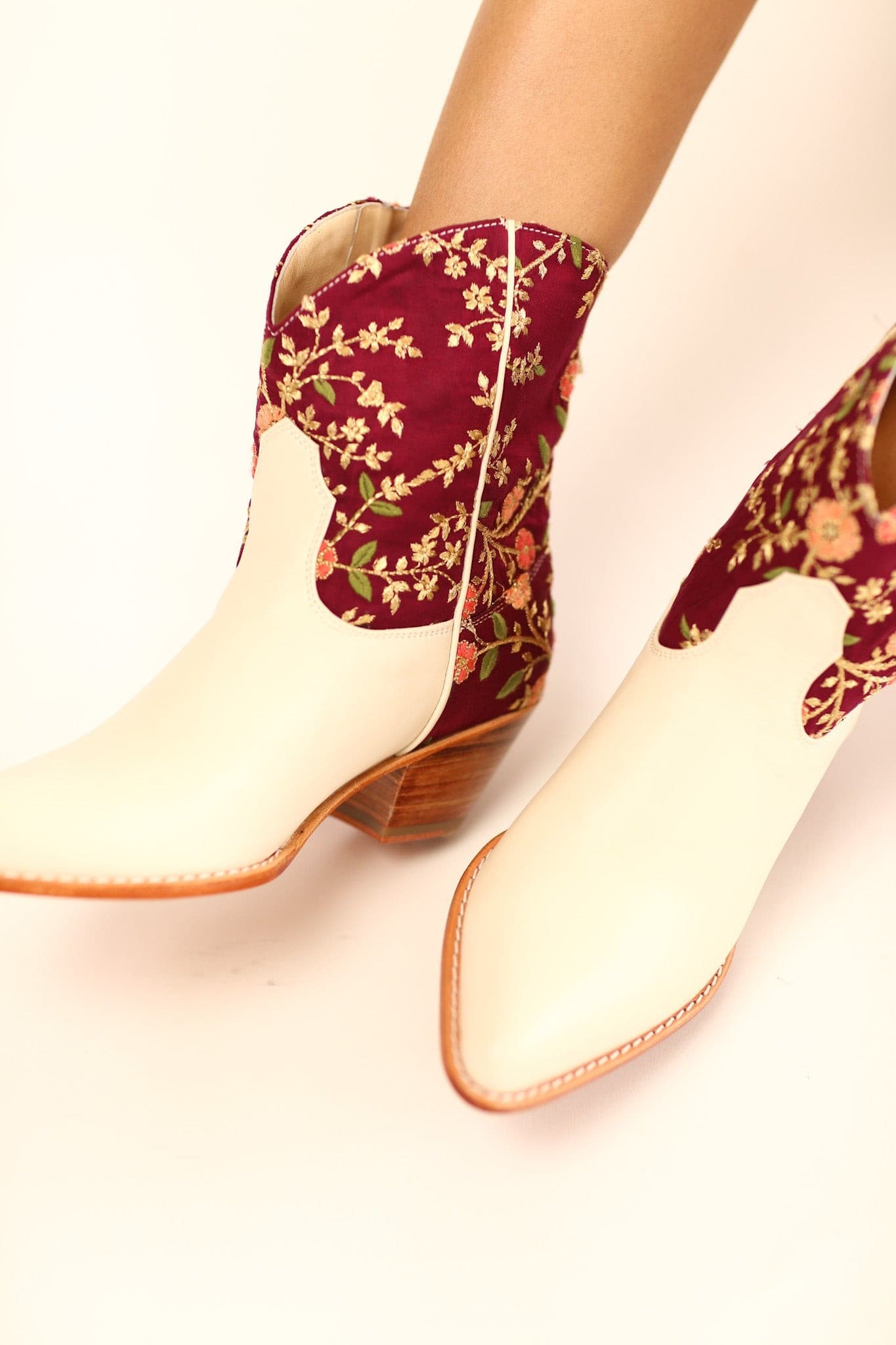 SILK EMBROIDERED SHORT BOOTS AIMEE - BANGKOK TAILOR CLOTHING STORE - HANDMADE CLOTHING