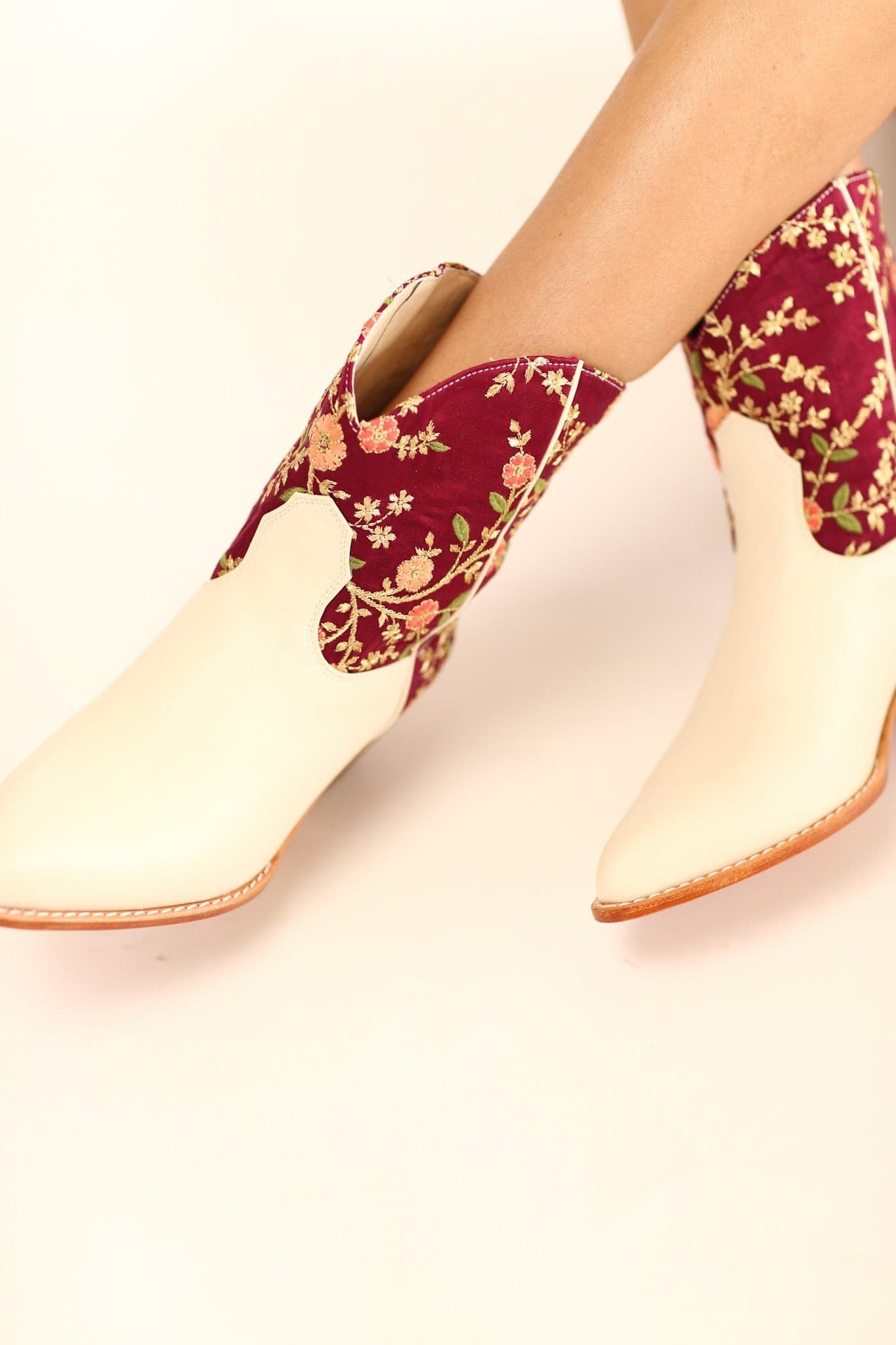 SILK EMBROIDERED SHORT BOOTS AIMEE - BANGKOK TAILOR CLOTHING STORE - HANDMADE CLOTHING