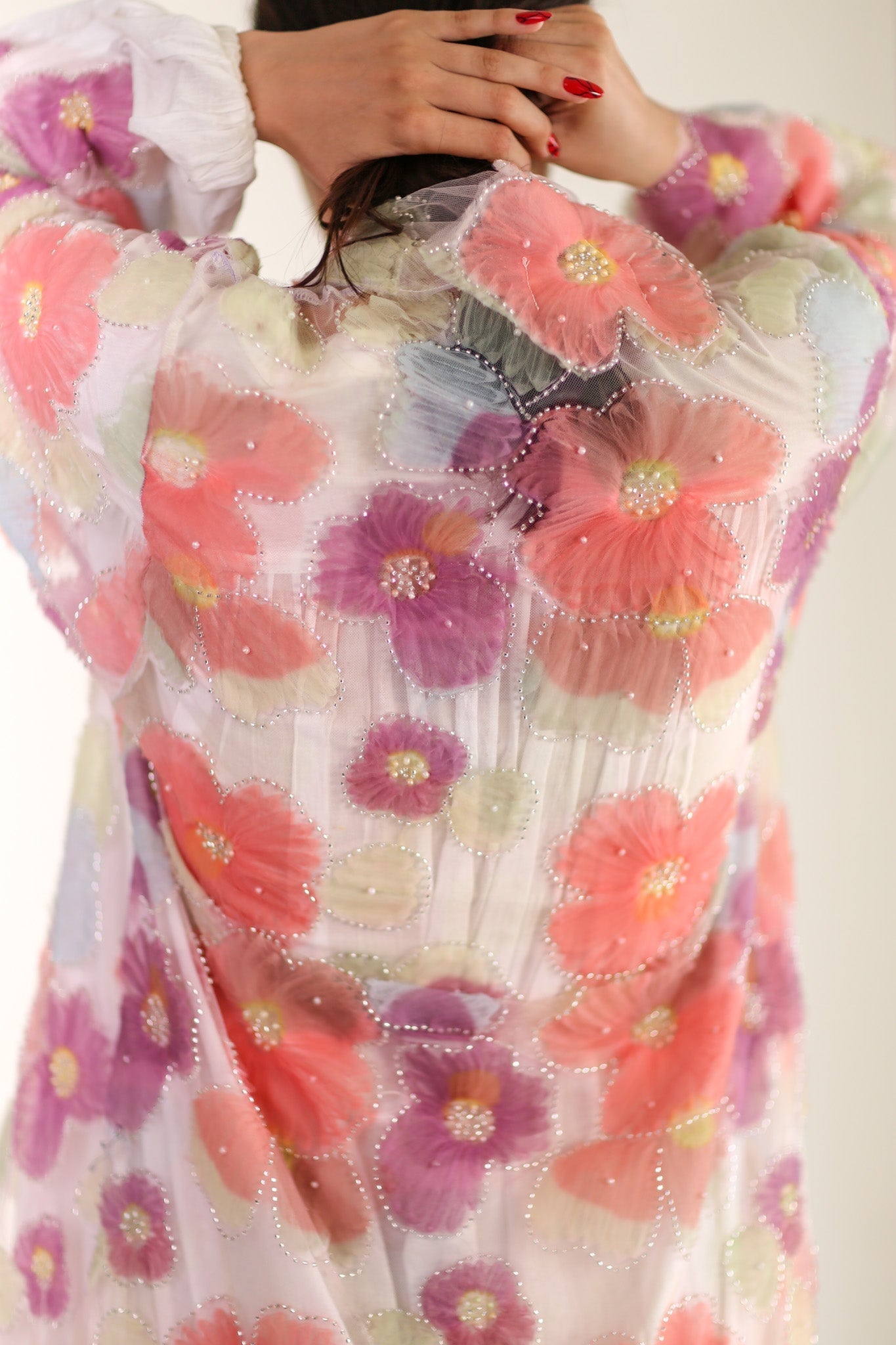 SILK FLOWER EMBELLISHED KIMONO ULISA - BANGKOK TAILOR CLOTHING STORE - HANDMADE CLOTHING