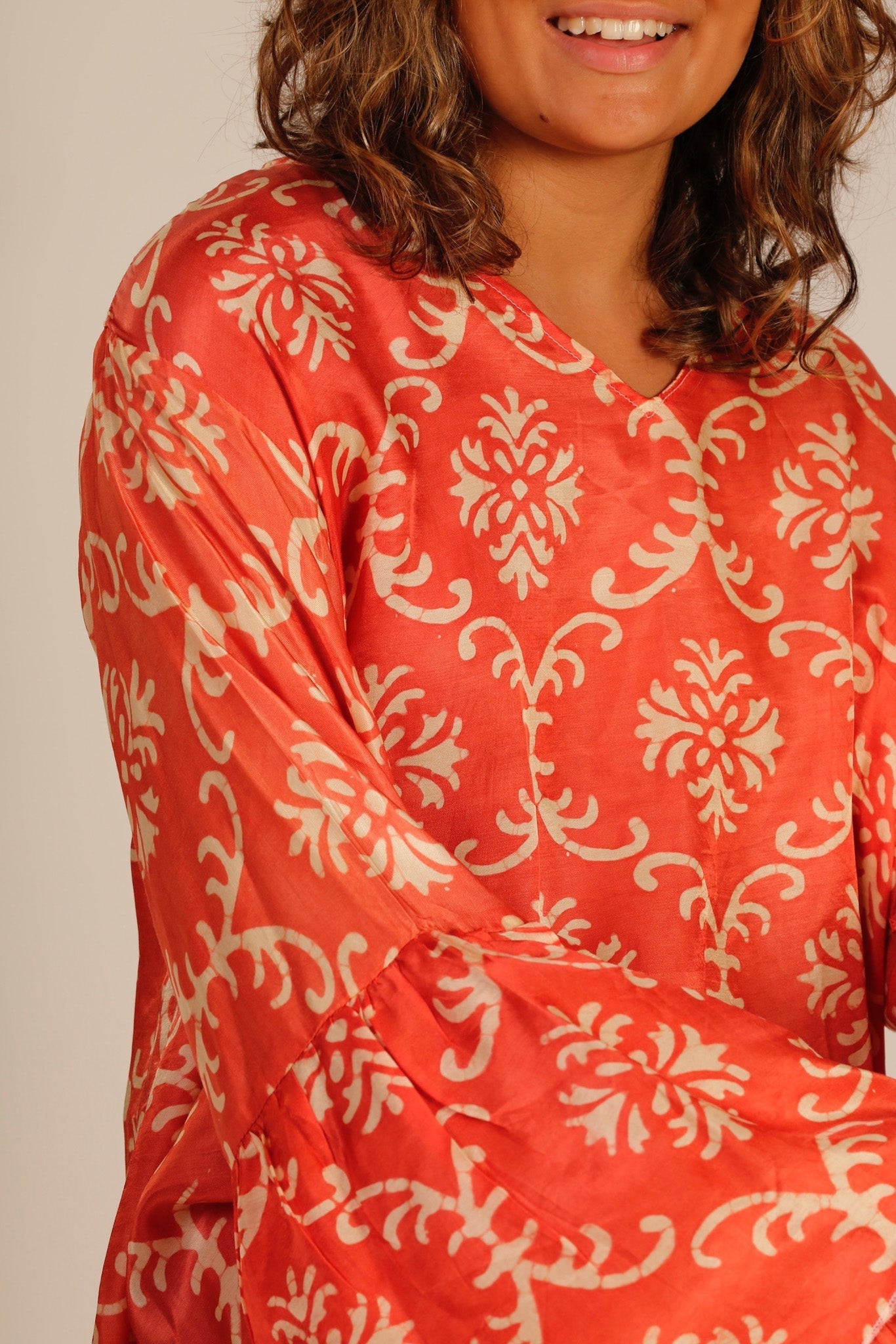 SILK KAFTAN DRESS JOAN - BANGKOK TAILOR CLOTHING STORE - HANDMADE CLOTHING