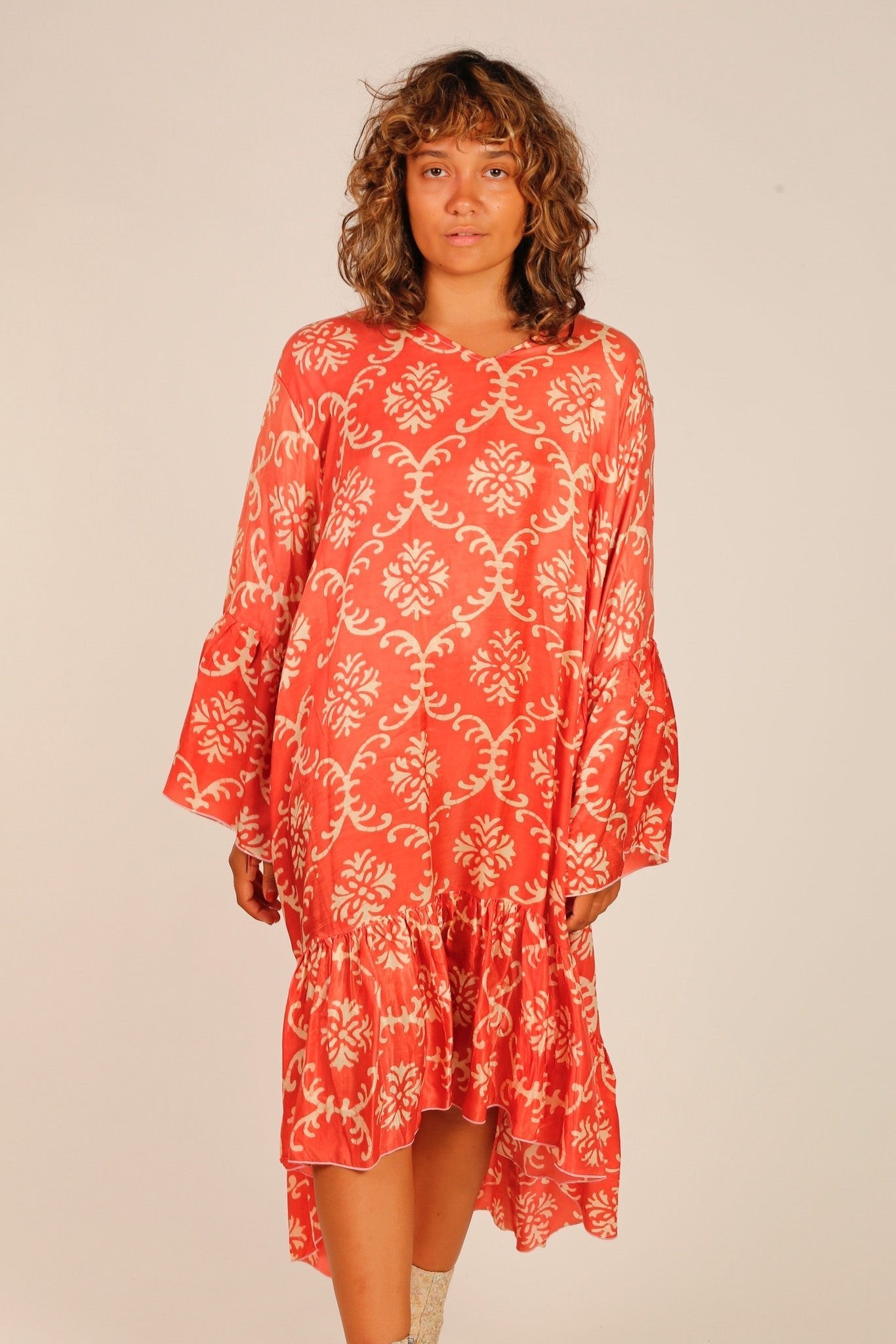 SILK KAFTAN DRESS JOAN - BANGKOK TAILOR CLOTHING STORE - HANDMADE CLOTHING