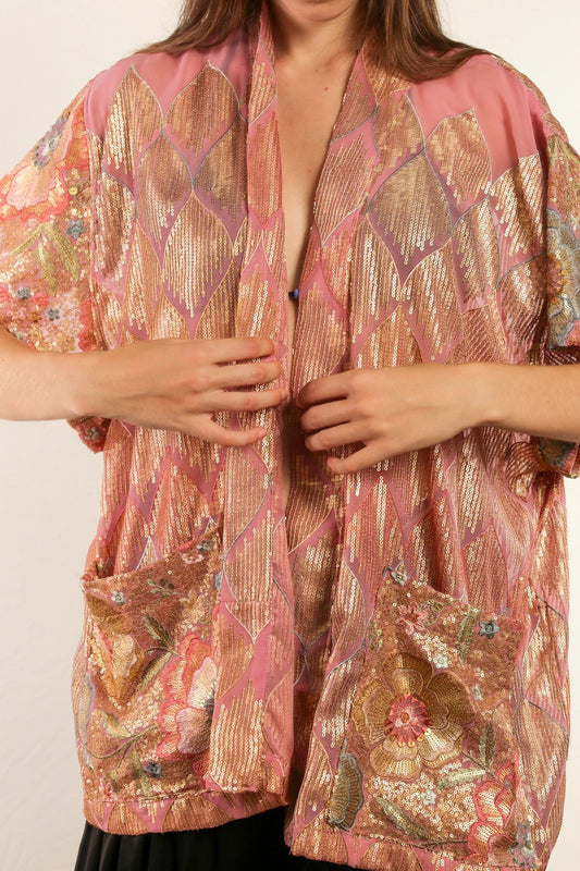 SILK SHORT KIMONO AVA - BANGKOK TAILOR CLOTHING STORE - HANDMADE CLOTHING