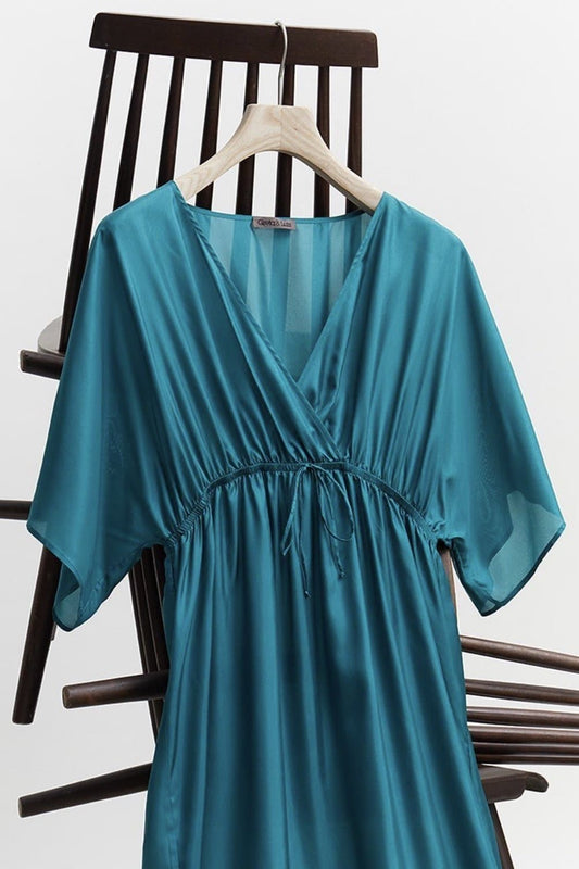 SOLID COLOR SILK KAFTAN DRESS MULANDA - BANGKOK TAILOR CLOTHING STORE - HANDMADE CLOTHING