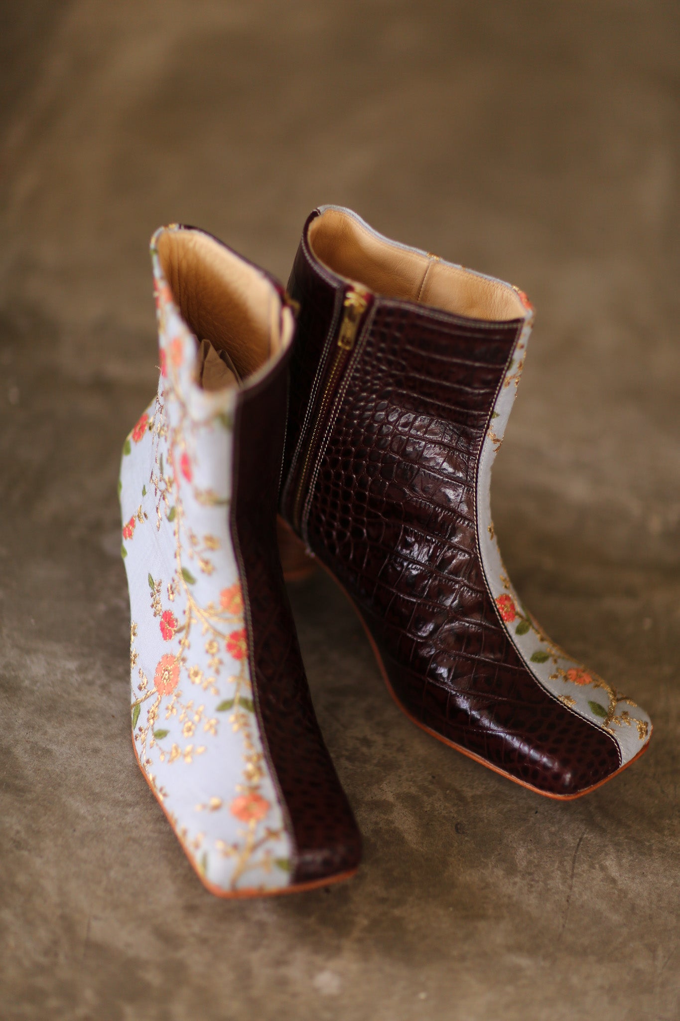 SPLIT CROC EMBOSSED LEATHER FABRIC BOOTS CARDELLE - BANGKOK TAILOR CLOTHING STORE - HANDMADE CLOTHING