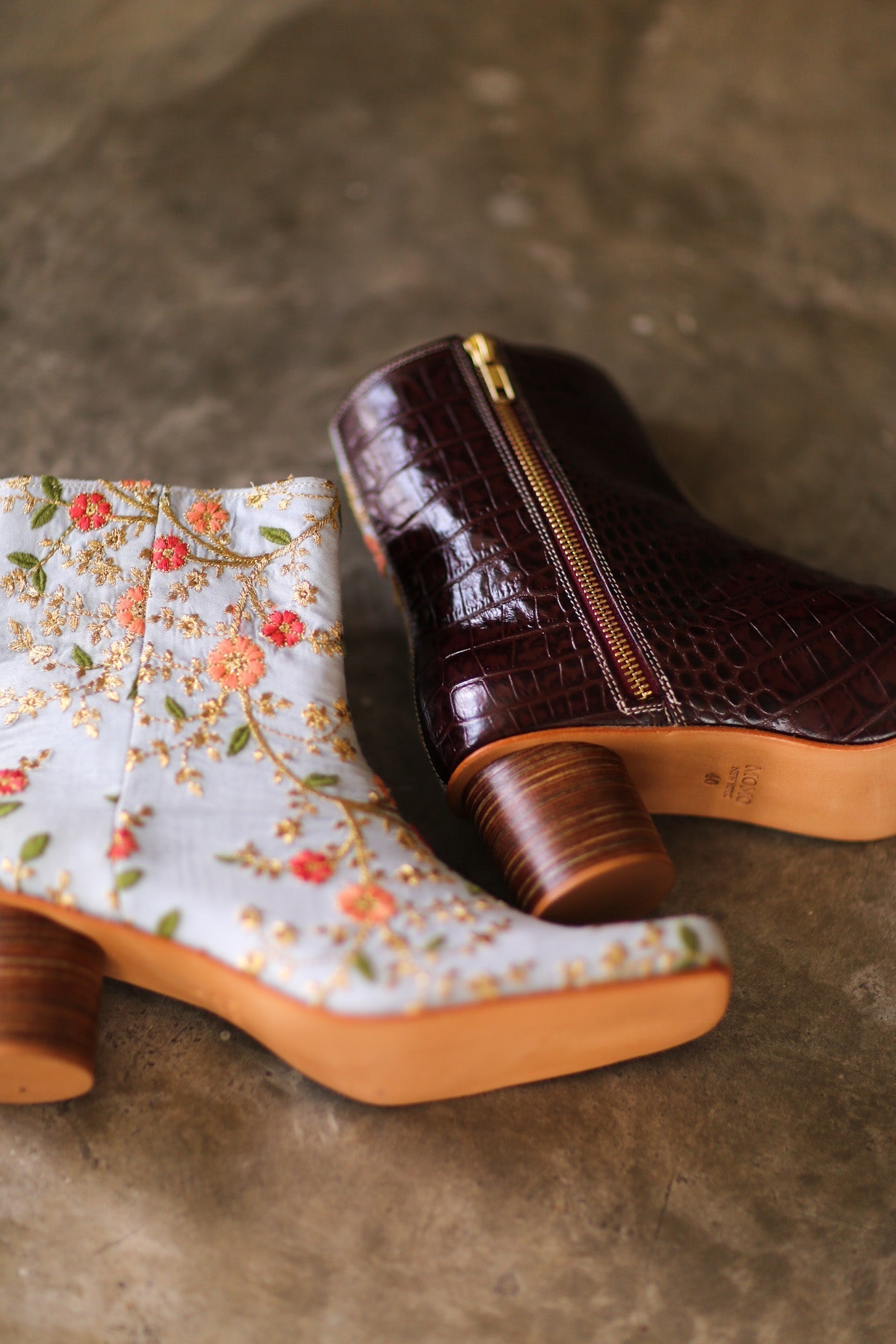 SPLIT CROC EMBOSSED LEATHER FABRIC BOOTS CARDELLE - BANGKOK TAILOR CLOTHING STORE - HANDMADE CLOTHING