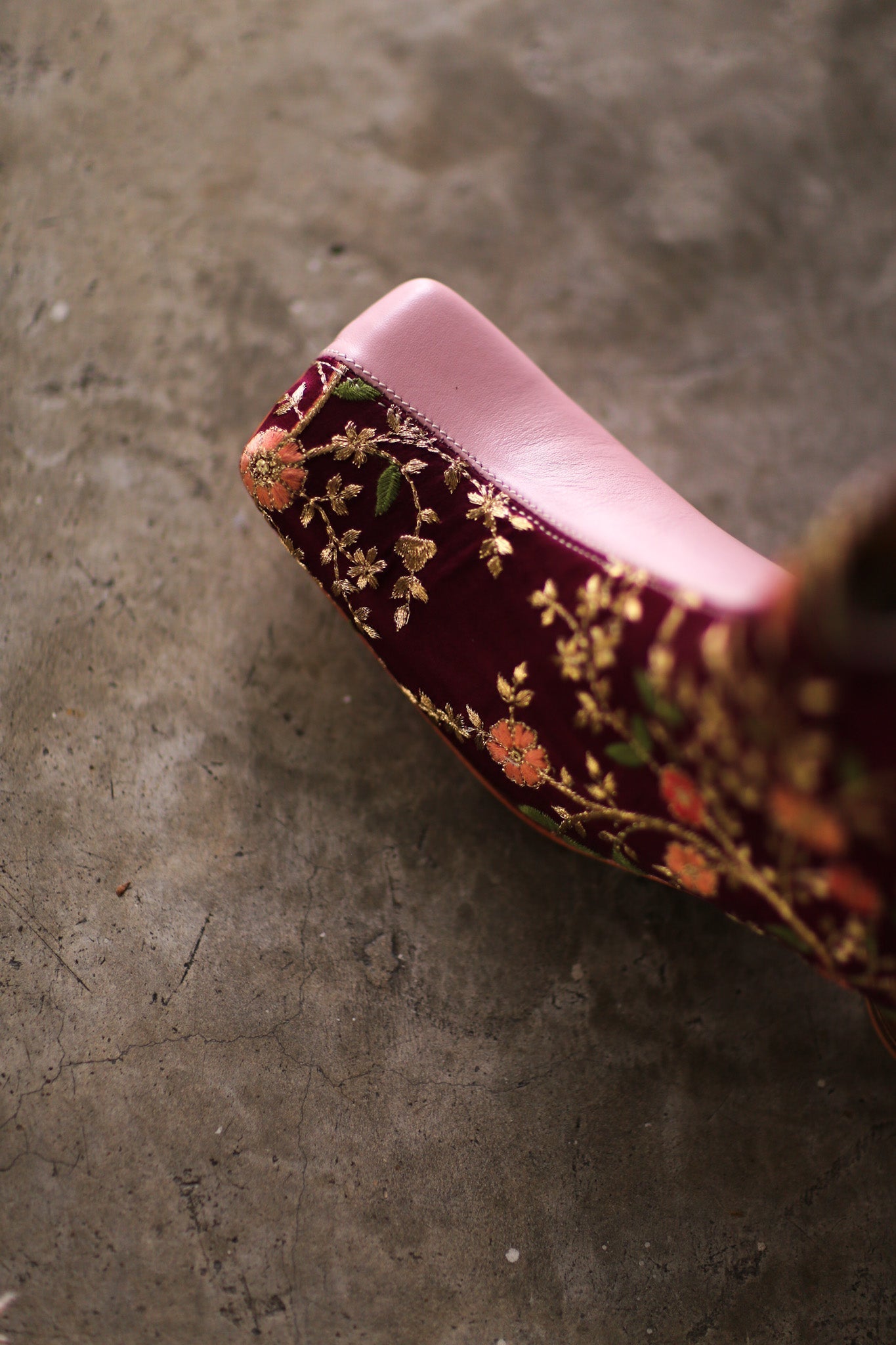 SPLIT FABRIC PINK LEATHER BOOTS MOANA - BANGKOK TAILOR CLOTHING STORE - HANDMADE CLOTHING