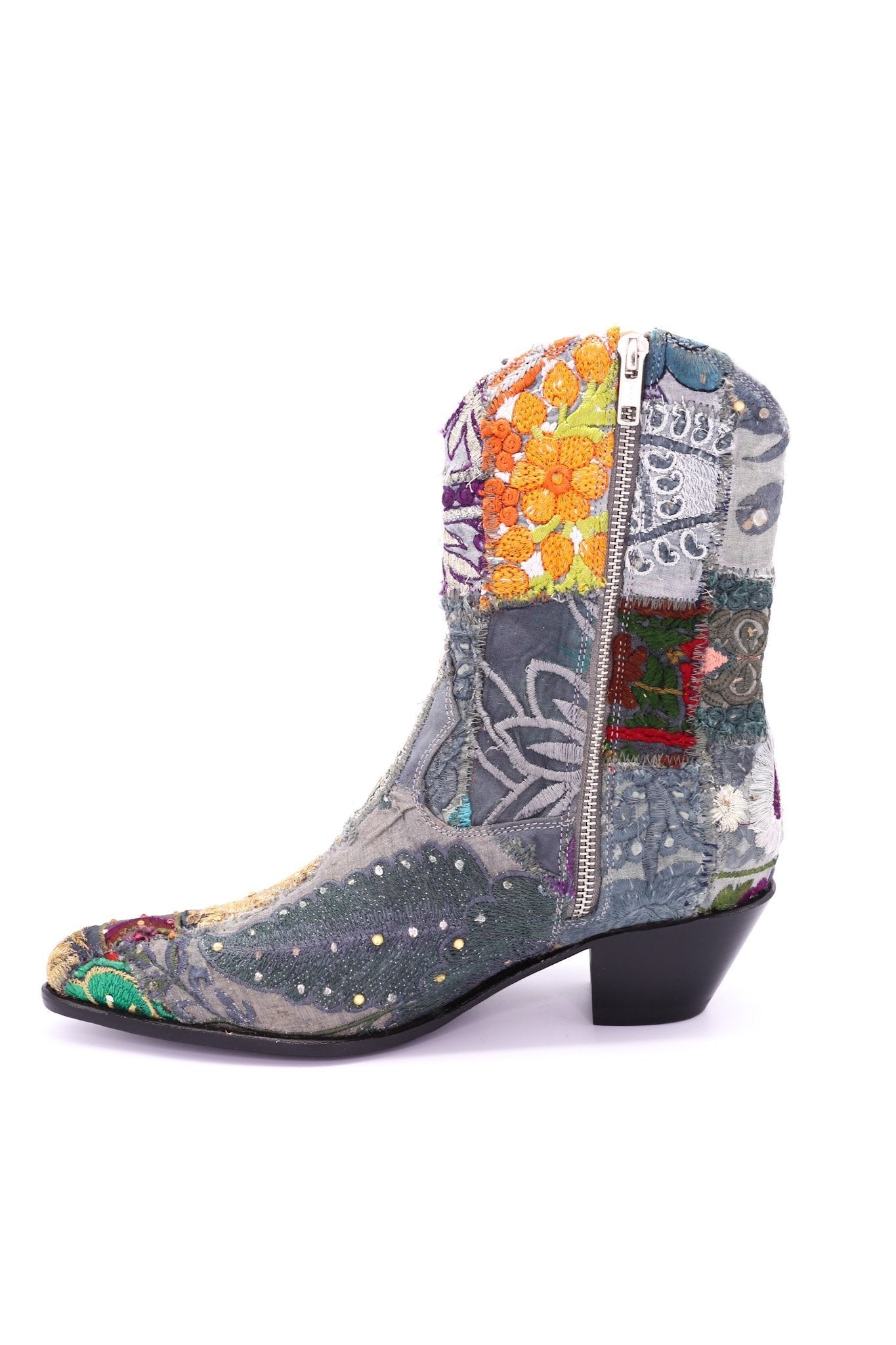 SUNNY DAYS EMBROIDERED ANKLE BOOTS - BANGKOK TAILOR CLOTHING STORE - HANDMADE CLOTHING