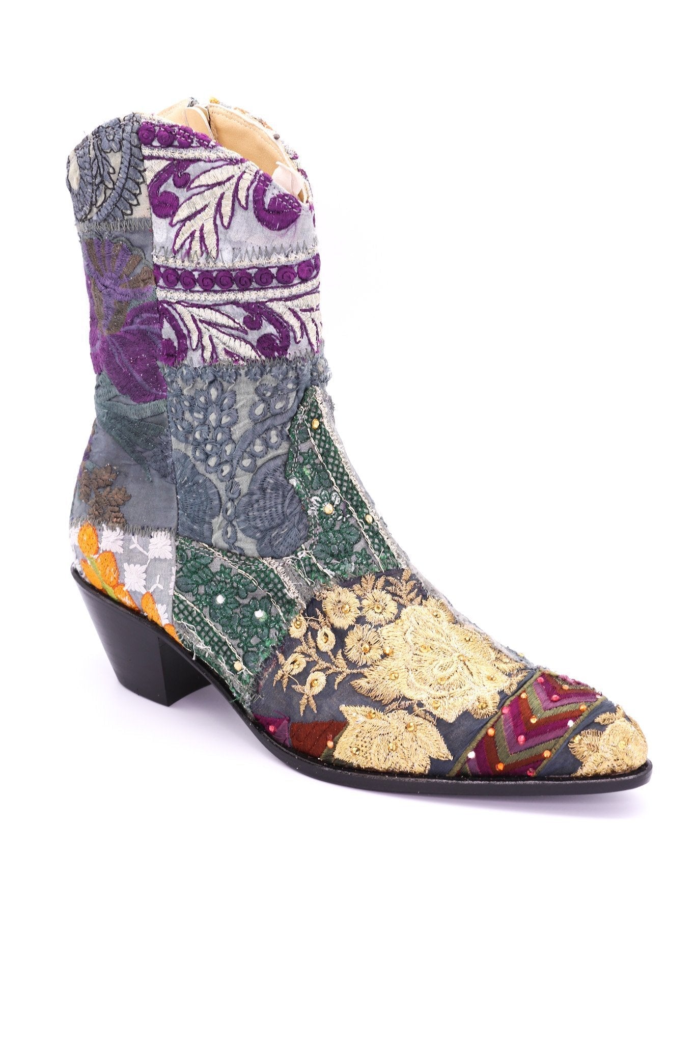 SUNNY DAYS EMBROIDERED ANKLE BOOTS - BANGKOK TAILOR CLOTHING STORE - HANDMADE CLOTHING