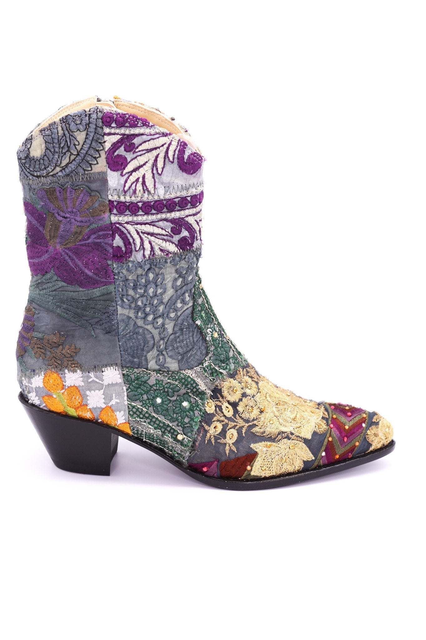 SUNNY DAYS EMBROIDERED ANKLE BOOTS - BANGKOK TAILOR CLOTHING STORE - HANDMADE CLOTHING