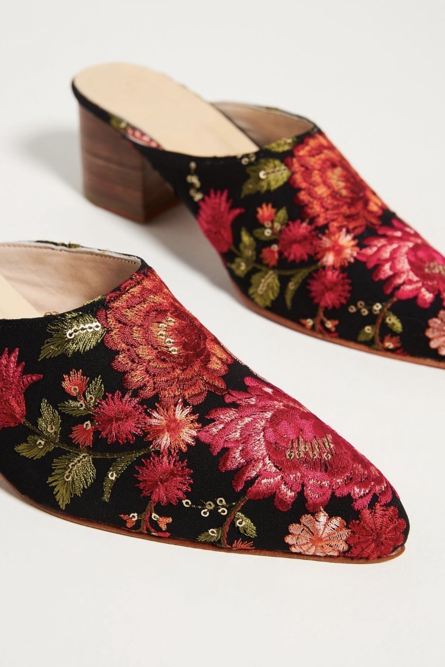 TAPESTRY EMBROIDERED HEELED MULES - BANGKOK TAILOR CLOTHING STORE - HANDMADE CLOTHING