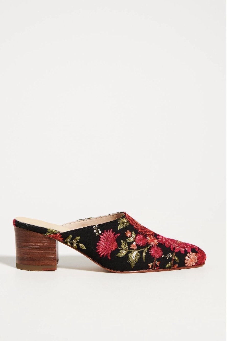 TAPESTRY EMBROIDERED HEELED MULES - BANGKOK TAILOR CLOTHING STORE - HANDMADE CLOTHING