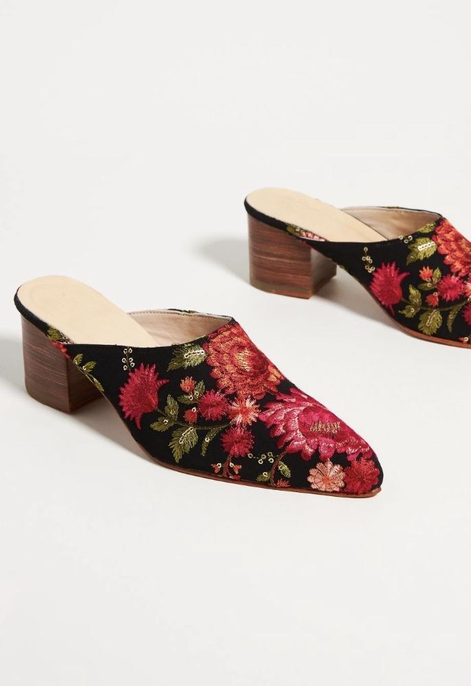 TAPESTRY EMBROIDERED HEELED MULES - BANGKOK TAILOR CLOTHING STORE - HANDMADE CLOTHING