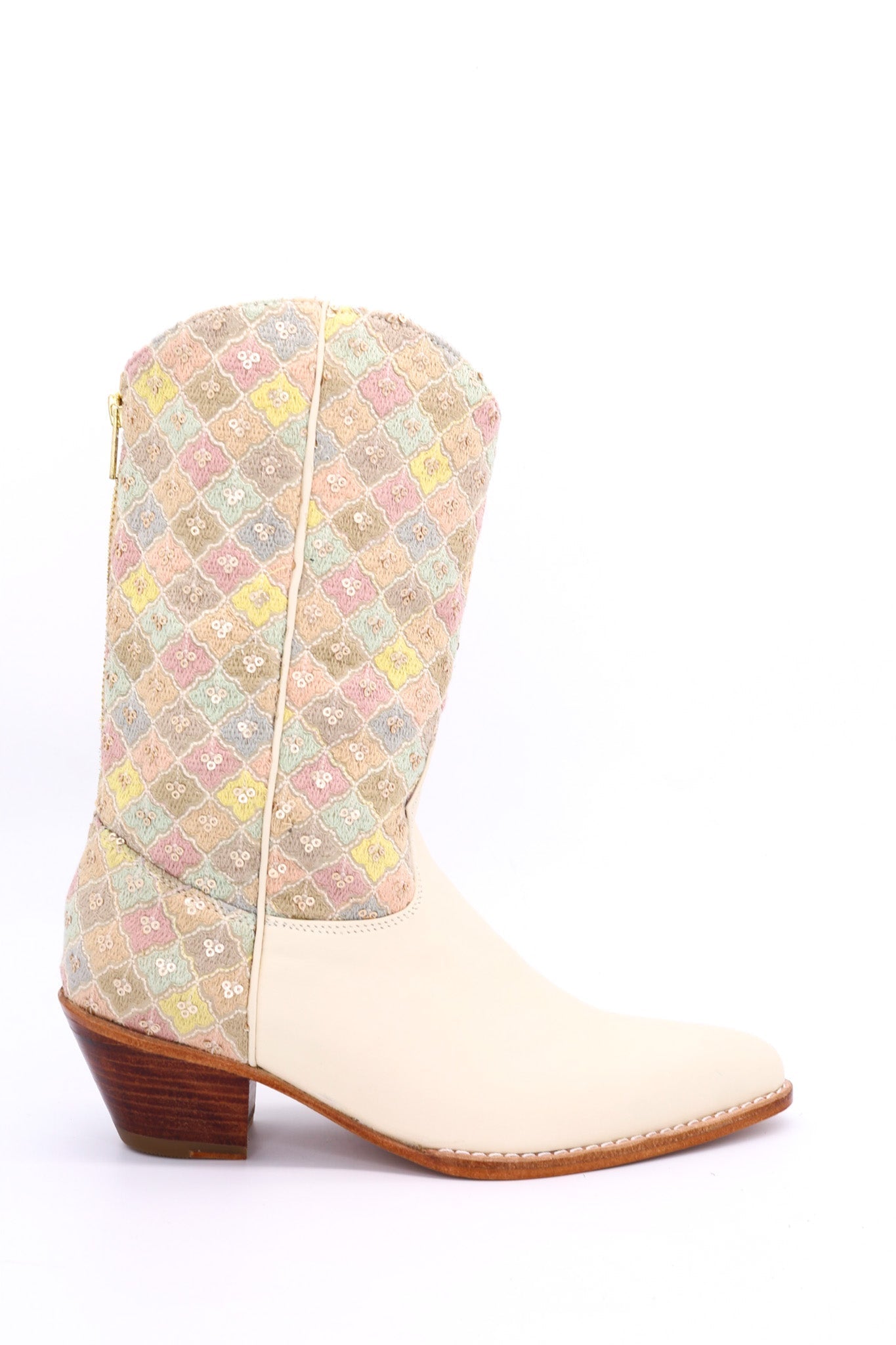 TENDER PASTEL COLOR SEQUIN EMBROIDERED BOOTS ELI - BANGKOK TAILOR CLOTHING STORE - HANDMADE CLOTHING