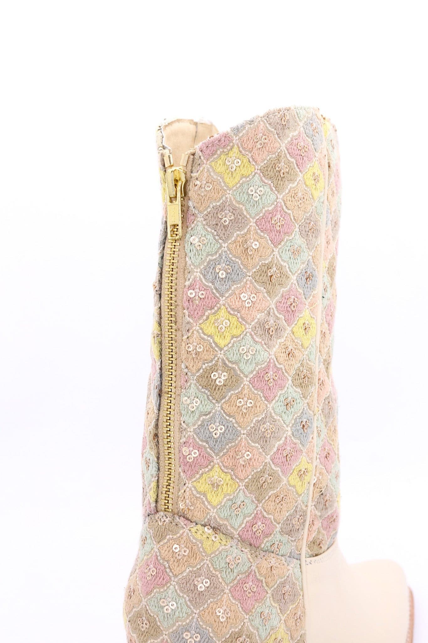 TENDER PASTEL COLOR SEQUIN EMBROIDERED BOOTS ELI - BANGKOK TAILOR CLOTHING STORE - HANDMADE CLOTHING