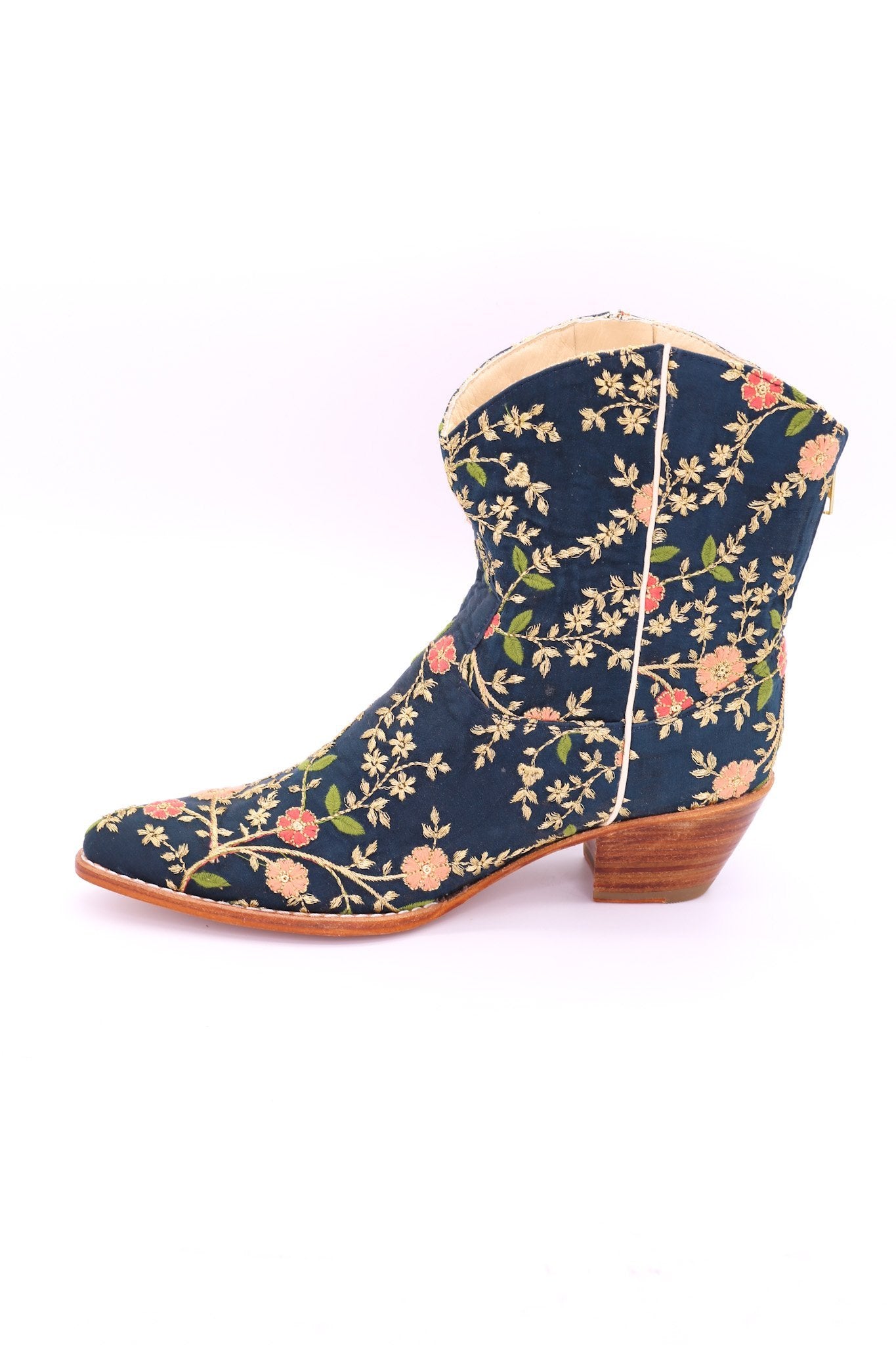 TURQUOISE EMBROIDERED SILK BOOTS ELOISE - BANGKOK TAILOR CLOTHING STORE - HANDMADE CLOTHING