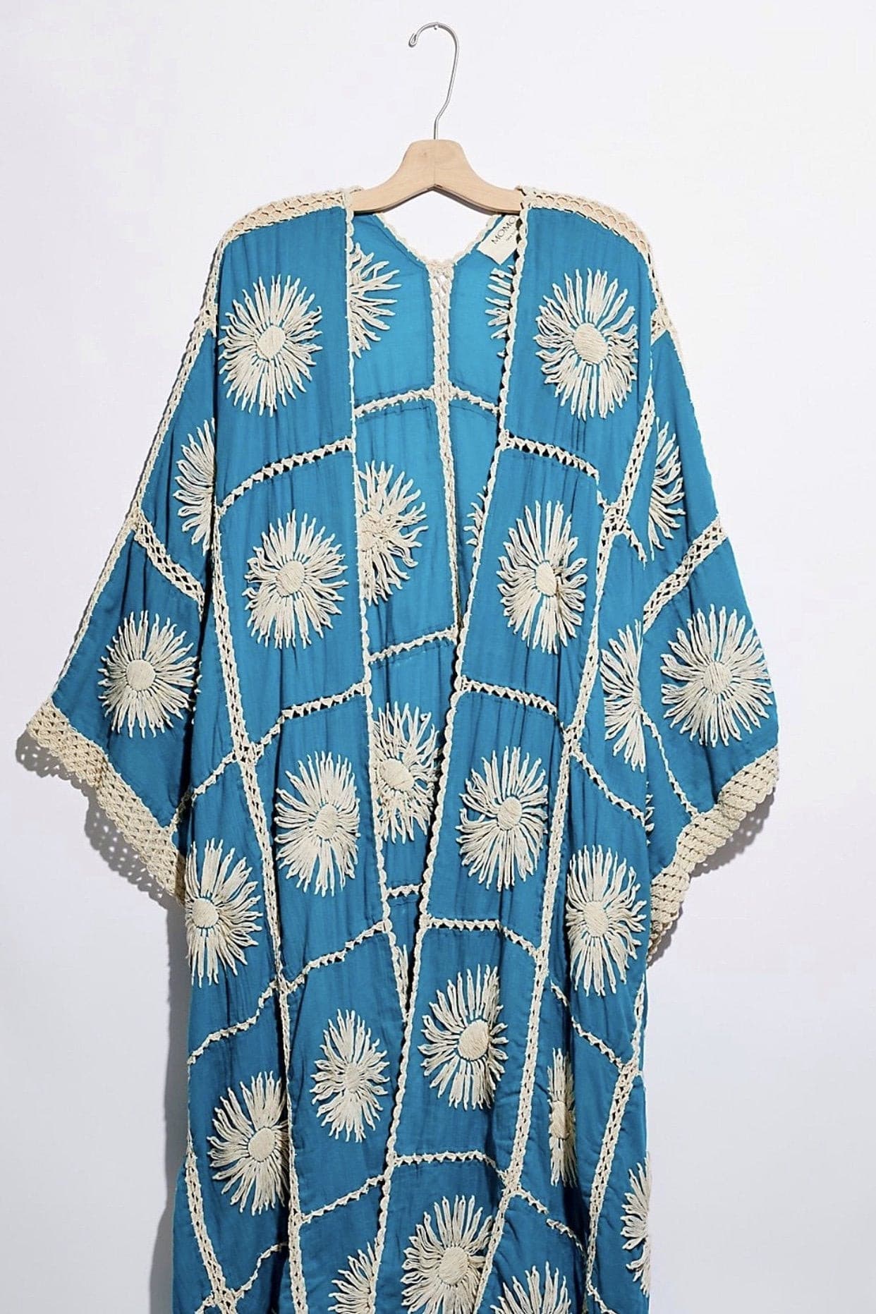 TURQUOISE FLORA CROCHET KIMONO X FREE PEOPLE - BANGKOK TAILOR CLOTHING STORE - HANDMADE CLOTHING