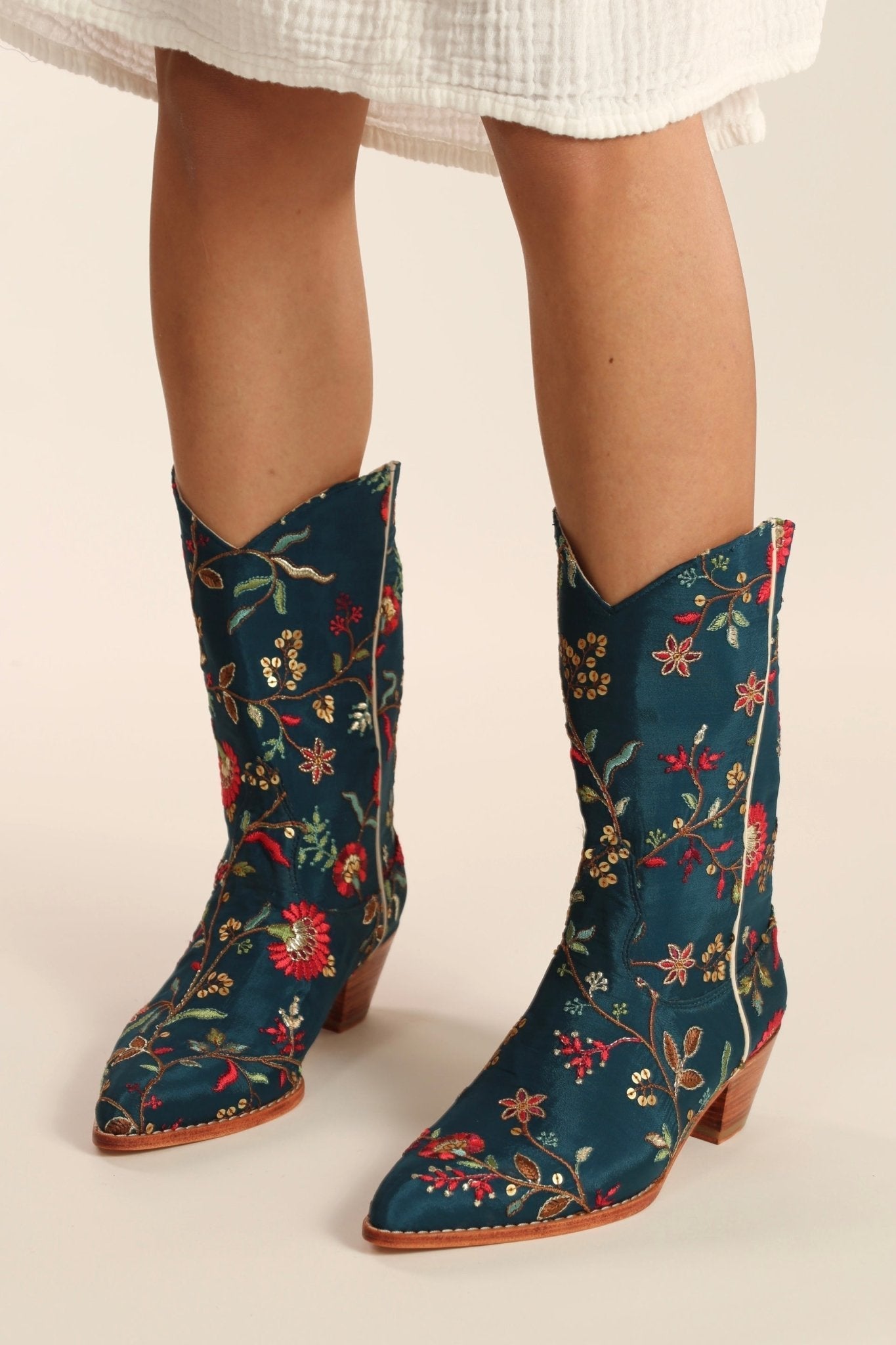 TURQUOISE WESTERN BOOTS OLIVIA - BANGKOK TAILOR CLOTHING STORE - HANDMADE CLOTHING