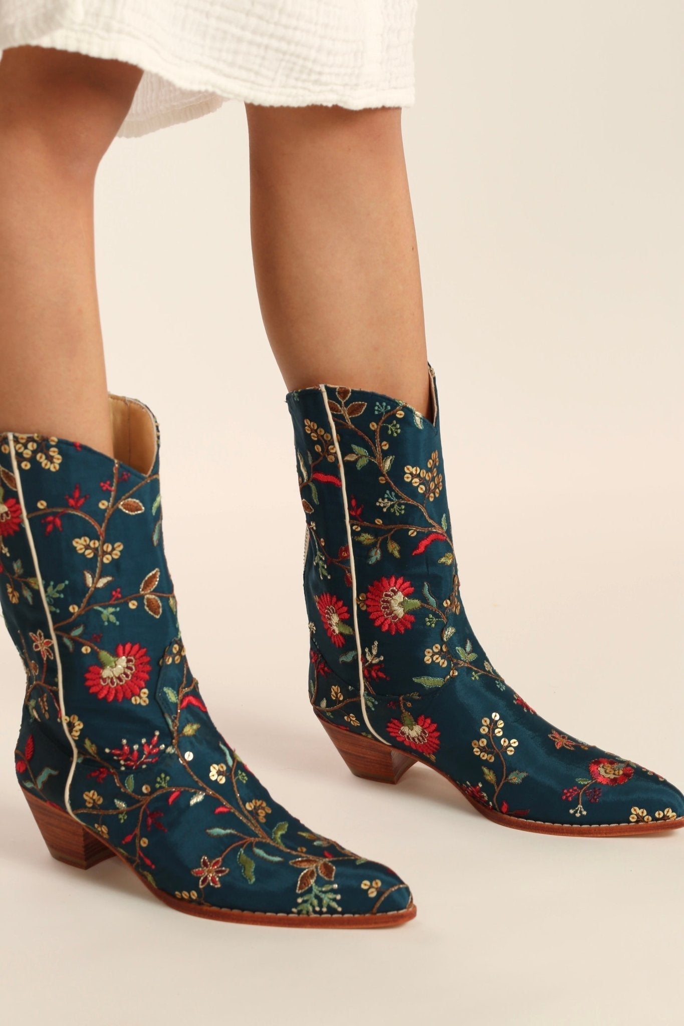 TURQUOISE WESTERN BOOTS OLIVIA - BANGKOK TAILOR CLOTHING STORE - HANDMADE CLOTHING