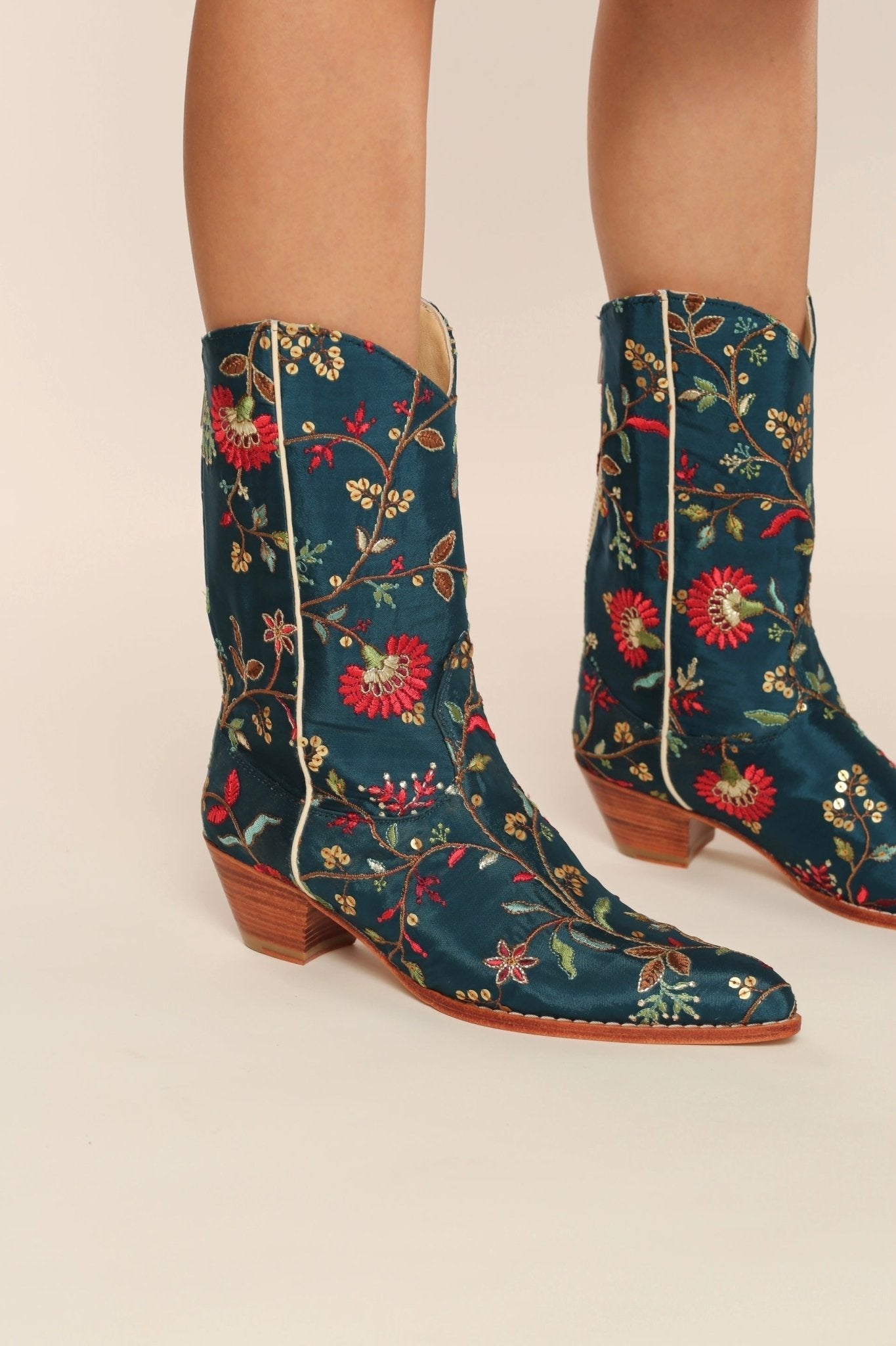 TURQUOISE WESTERN BOOTS OLIVIA - BANGKOK TAILOR CLOTHING STORE - HANDMADE CLOTHING