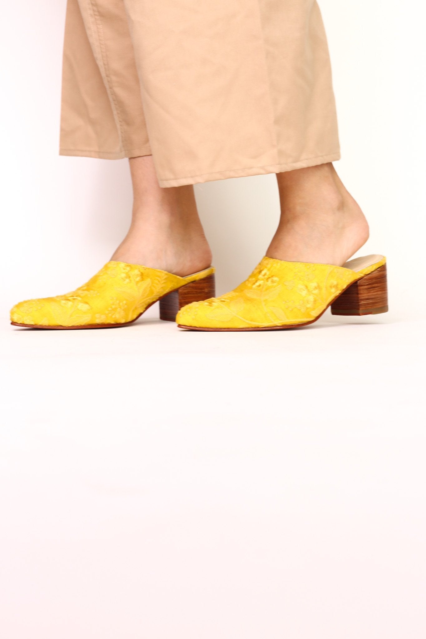 YELLOW HEELED MULES X ANTHROPOLOGIE MARLA - BANGKOK TAILOR CLOTHING STORE - HANDMADE CLOTHING