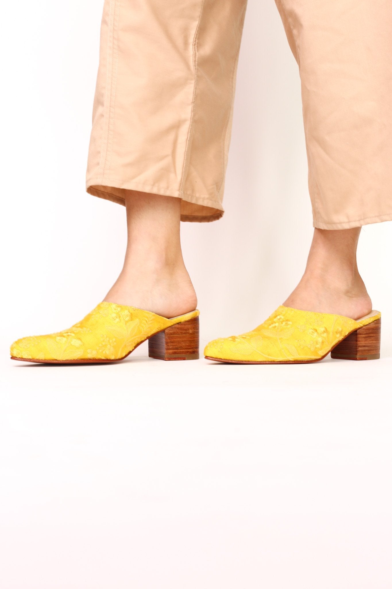 YELLOW HEELED MULES X ANTHROPOLOGIE MARLA - BANGKOK TAILOR CLOTHING STORE - HANDMADE CLOTHING