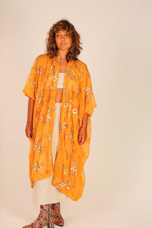 YELLOW ORANGE KIMONO LYSA - BANGKOK TAILOR CLOTHING STORE - HANDMADE CLOTHING