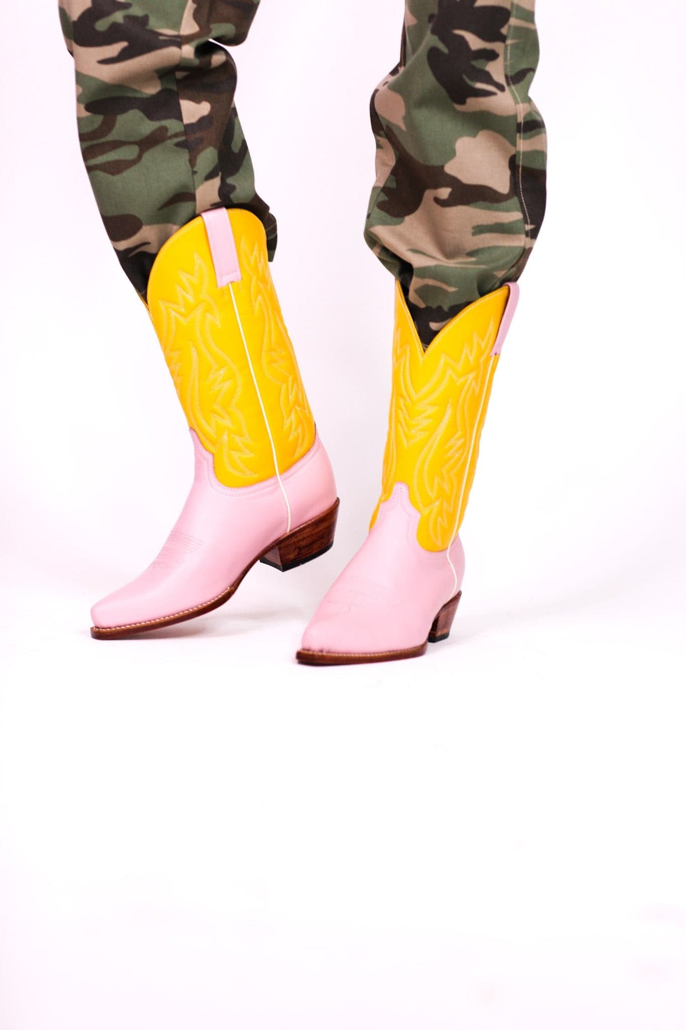 YELLOW PINK BOOTS MARJON - BANGKOK TAILOR CLOTHING STORE - HANDMADE CLOTHING